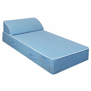 Casa Padrino Luxus Gartenliege Hellblau / Wei� 180 x 80 cm - Luxus Poolliege