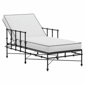 Casa Padrino Luxus Gartenliege mit Armlehnen Schwarz / Wei� 198 cm - Hotel & Garten M�bel