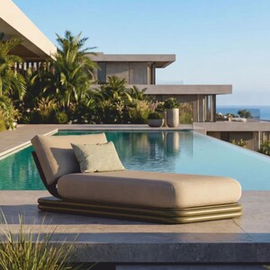 Casa Padrino Luxus Gartenliege Beige / Matt Gr�n 200 cm - Luxus Poolliege