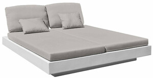 Casa Padrino Luxus Doppel Gartenliege Grau / Matt Wei� 200 x 175 x H. 60 cm - Moderne Wetterbest�ndige Liege - Poolliege - Garten Hotel Pool M�bel - Luxus Qualit�t
