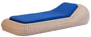 Casa Padrino Luxus Gartenliege Naturfarben / Blau 238 x 100 x H. 50 cm - Handgewebte Wetterbest�ndige Liege - Moderne Poolliege - Garten M�bel - Hotel M�bel