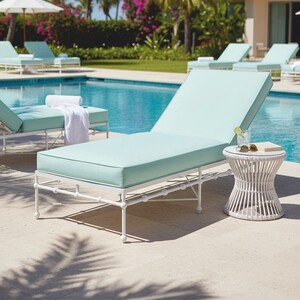 Casa Padrino Luxus Gartenliege Wei� / T�rkis 190 cm - Hotel & Garten M�bel