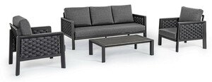 Casa Padrino Luxus Gartenm�bel Set Anthrazit - 1 Gartensofa & 2 Gartensessel & 1 Gartentisch - Moderne Luxus Garten & Terrassen M�bel - Luxus Qualit�t