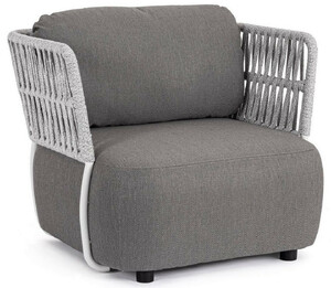 Casa Padrino Luxus Gartensessel Grau / Hellgrau / Schwarz 92 x 86 x H. 79 cm - Wetterbest�ndiger Garten Sessel - Terrassen Sessel - Garten M�bel - Terrassen M�bel - Outdoor M�bel