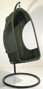 Casa Padrino Luxus Schaukelsessel Army Gr�n / Schwarz 66 x 60 x H. 130 cm - Handgewebter Wetterbest�ndiger Sessel - Wohnzimmer Garten Terrassen M�bel - Luxus Qualit�t