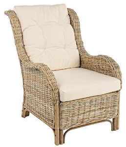 Casa Padrino Luxus Garten Relax Sessel Naturfarben / Cremefarben 71 x 97 x H. 98 cm - Wetterbest�ndiger Garten & Terrassen Sessel - Garten & Terrassen M�bel - Luxus Qualit�t