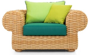 Casa Padrino Luxus Gartensessel Naturfarben / Gr�n 135 cm