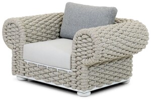 Casa Padrino Luxus Gartensessel Grau / Beige / Wei� 135 cm
