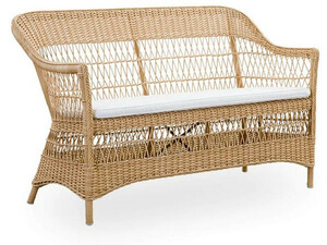 Casa Padrino Luxus Gartensofa mit Sitzkissen Naturfarben / Wei� 134 x 66 x H. 86 cm - Wetterbest�ndiges Garten & Terrassen Sofa - Garten & Terrassen M�bel - Luxus Qualit�t