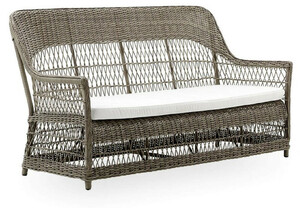 Casa Padrino Luxus Gartensofa mit Sitzkissen Antik Grau / Wei� 191 x 79 x H. 95 cm - Wetterbest�ndiges Garten & Terrassen Sofa - Garten & Terrassen M�bel - Luxus Qualit�t