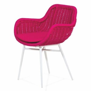 Casa Padrino Luxus Gartenstuhl mit Armlehnen Pink / Wei� - Garten M�bel