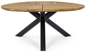 Casa Padrino Luxus Gartentisch Naturfarben / Schwarz  160 x H. 77 cm - Garten Esstisch mit Teakholz Tischplatte und Aluminium Beinen - Garten & Terrassen Tisch - Luxus Garten & Terrassen M�bel