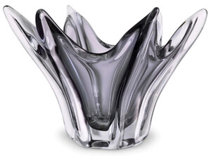 Casa Padrino Luxus Glas Schssel Grau  36,5 x H. 22,5 cm - Deko Schale aus mundgeblasenem Glas - Deko Accessoires - Luxus Qualitt