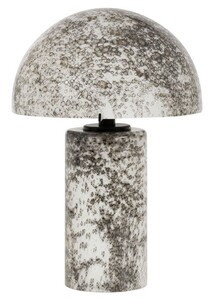 Casa Padrino Luxus Glas Tischleuchte Wei� / Grau H. 36 cm - Runde Schreibtischleuchte