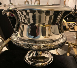 Casa Padrino Luxus Vase Cobra Schlangen Silber 59 x 47 x H. 45 cm - Prunkvolle Messing Blumenvase - Deko Vase - Deko Accessoires - Luxus Accessoires - Luxus Interior