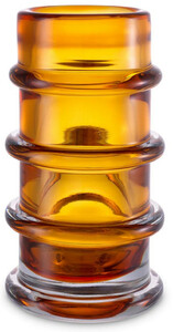 Casa Padrino Luxus Glas Vase Bernstein  16 x H. 29,5 cm - Mundgeblasene Blumenvase - Runde Deko Blumenvase - Deko Accessoires - Deko Glas Vasen - Luxus Accessoires