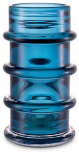 Casa Padrino Luxus Glas Vase Blau  16 x H. 29,5 cm - Mundgeblasene Blumenvase - Runde Deko Blumenvase - Deko Accessoires - Deko Glas Vasen - Luxus Accessoires
