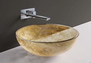 Casa Padrino Luxus Kristallglas Waschbecken Schale Gold  44 cm - Made in Italy