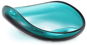 Casa Padrino Luxus Glasschale Trkis 42 x 28 x H. 12,5 cm - Mundgeblasene Deko Glas Obstschale - Glas Deko Accessoirs - Luxus Kollektion