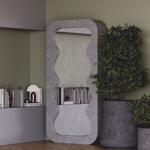 Casa Padrino Luxus Gussbeton Standspiegel Grau 100 x H. 200 cm - Hotel & Garten M�bel