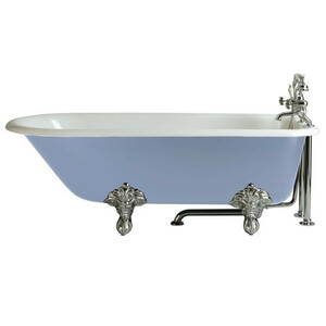 Casa Padrino Luxus Gusseisen Badewanne Hellblau / Wei� 170 cm - Freistehende Badewanne - Barock & Jugendstil Badezimmer M�bel