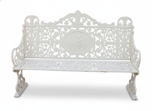 Casa Padrino Luxus Gusseisen Gartenbank Antik Wei� 100 x 52 x H. 120 cm - Prunkvolle Sitzbank im Viktorianischen Stil - Garten Terrassen M�bel