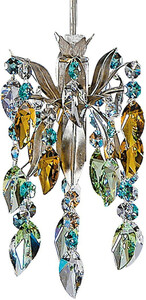 Casa Padrino Luxus LED H�ngeleuchte Silber / Mehrfarbig  12 x H. 17 cm - Moderner Metall H�ngelampe mit Swarovski Kristallglas - Luxus Kollektion