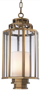 Casa Padrino Luxus H�ngeleuchte Antik Messingfarben / Cremefarben  24 x H. 55 cm - Luxus Hotel & Restaurant Laterne - Luxus Kollektion