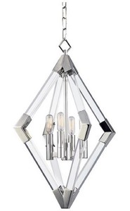 Casa Padrino Luxus H�ngeleuchte Silber 43,8 x 43,8 x H. 61 cm - Pendelleuchte mit Acryl-Diamantrahmen und Metallakzenten