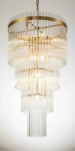 Casa Padrino Luxus H�ngeleuchte Gold  55 x H. 80 cm - Vierstufige Pendelleuchte mit Glasst�ben