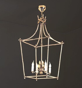 Casa Padrino Luxus H�ngeleuchte Laterne Elfenbein  55 x H. 100 cm - Handgefertigte Laterne aus Schmiedeeisen - Luxus Kollektion - Edel & Prunkvoll