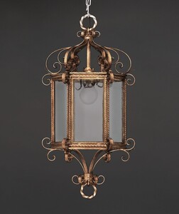 Casa Padrino Luxus H�ngeleuchte Laterne Gold  40 x H. 90 cm - Handgefertigte Laterne aus Schmiedeeisen mit Voluten - Luxus Kollektion - Edel & Prunkvoll