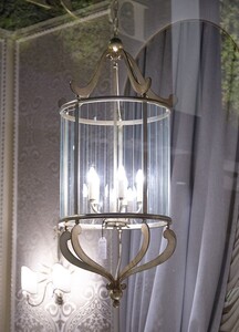 Casa Padrino Luxus H�ngeleuchte Laterne Gold-Silber  60 x H. 130 cm - Handgefertigte Laterne aus Schmiedeeisen - Luxus Kollektion - Edel & Prunkvoll