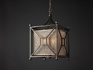 Casa Padrino Luxus H�ngeleuchte Laterne Grau B. 45 x H. 65 cm - Handgefertigte Laterne aus Edelstahl - Luxus Kollektion - Edel & Prunkvoll