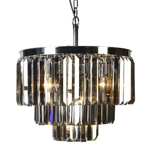Casa Padrino Luxus H�ngeleuchte Rauchglas / Silber  54 x H. 42 cm - Dreistufige Kristall Pendelleuchte
