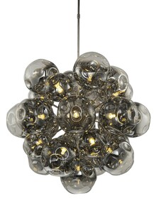Casa Padrino Luxus H�ngeleuchte Rauchglas / Silber  81 x H. 76 cm - Pendelleuchte mit Glaskugeln