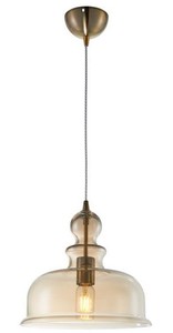 Casa Padrino Hngeleuchte Bronze / Bernsteinfarben  29,7 x H. 29,9 cm - Pendelleuchte mit rundem Glas Lampenschirm