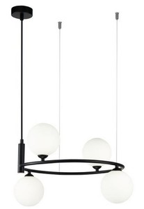 Casa Padrino Luxus Hngeleuchte Schwarz / Wei  39 x H. 28 cm - Moderne hhenverstellbare Metall Hngelampe mit runden Glas Lampenschirmen