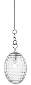 Casa Padrino Luxus H�ngeleuchte Silber  21,6 x H. 55,9 cm - Pendelleuchte mit eif�rmigen Glas Lampenschirm - Wohnzimmer Lampe