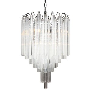 Casa Padrino Luxus H�ngeleuchte Silber  55 x H. 58 cm - Kristallglas Pendelleuchte mit gestuften Glasst�ben