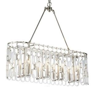 Casa Padrino Luxus H�ngeleuchte Silber 92 x 26 x H. 80 cm - L�nglicher Esstisch L�ster mit Glasgliedern