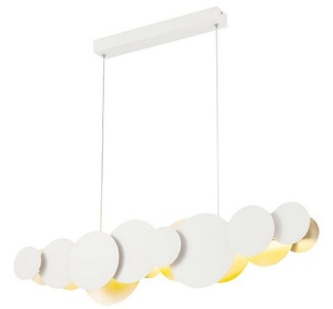Casa Padrino Designer LED H�ngeleuchte Wei� / Gold 82 x 8 x H. 38 cm - Luxus Pendelleuchte