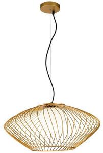 Casa Padrino Luxus Hngeleuchte Gold / Wei  52 x H. 24 cm - Hhenverstellbare Metall Pendelleuchte mit Glas Lampenschirm