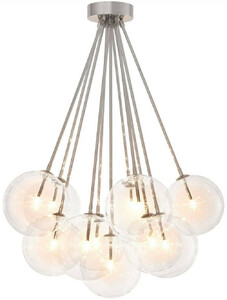 Casa Padrino Luxus Halogen Deckenleuchte Silber  66 x H. 94,5 cm - Dimmbare Deckenlampe mit runden Glas Lampenschirmen - Luxus Qualit�t