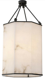 Casa Padrino Luxus Deckenleuchte Bronze / Alabaster 49 x 49 x H. 95 cm - Edle Metall Deckenlaterne mit Alabaster Lampenschirm - Luxus Qualit�t