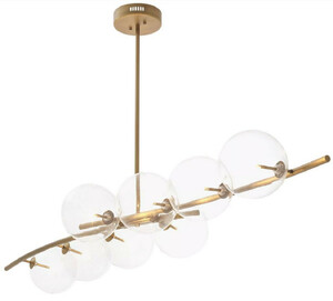 Casa Padrino Luxus Halogen Kronleuchter Antik Messing 177 x 56 x H. 88,5 cm - Wohnzimmer Kronleuchter mit runden Glas Lampenschirmen - Hotel Kronleuchter - Restaurant Kronleuchter