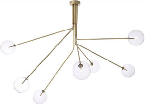 Casa Padrino Luxus Halogen Kronleuchter Antik Messingfarben 192 x 192 x H. 85 cm - Moderner dimmbarer Kronleuchter mit runden Glas Lampenschirmen - Luxus Kollektion