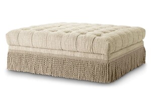 Casa Padrino Luxus Chesterfield Hocker Creme 125 x 125 x H. 47 cm - Quadratischer Fu�hocker