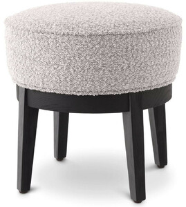 Casa Padrino Luxus Hocker Grau / Schwarz  45,5 x H. 47 cm - Runder Wohnzimmer Sitzhocker - Moderner Rundhocker - Luxus M�bel