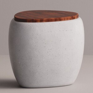 Casa Padrino Luxus Hocker Wei / Dunkelbraun 55 x 48 x H. 47 cm - Beton Mbel